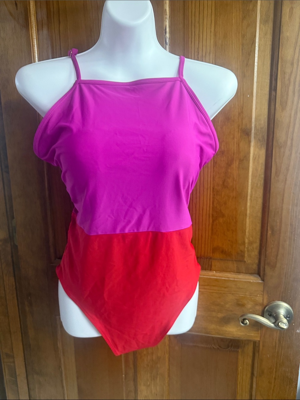 summersalt Pink and Red Colorblock One-Piece Swimsuit